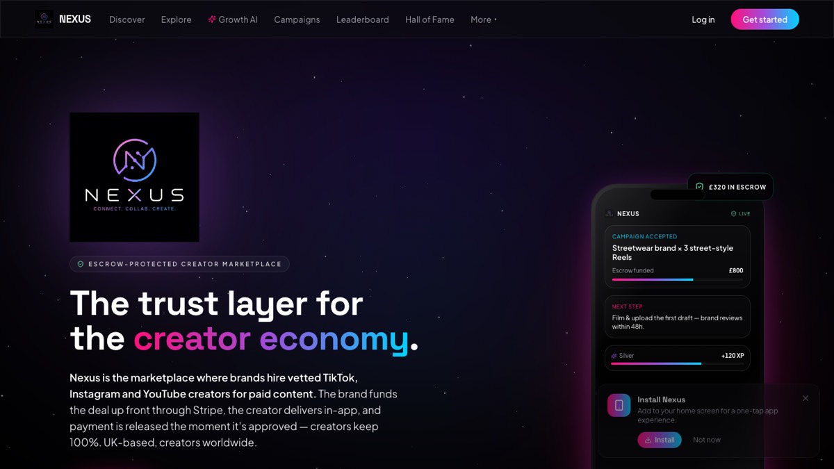 Nexus homepage